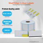Shelf edge thermal colour label in Blue-yellow