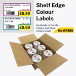 Shelf Edge Colour Labels – 38x80mm Thermal Retail Tickets (Box of 6 Rolls)